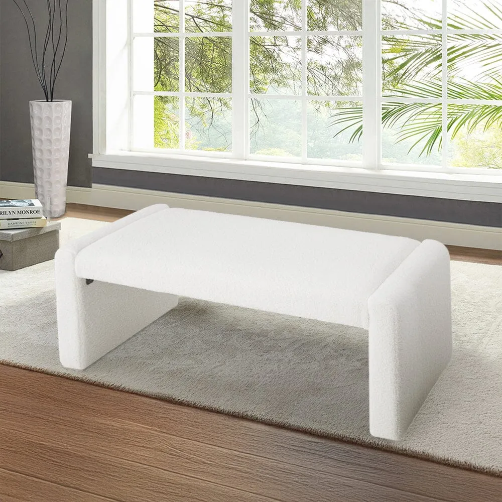 Teddy Fleece Upholstered Bench - Off-White product