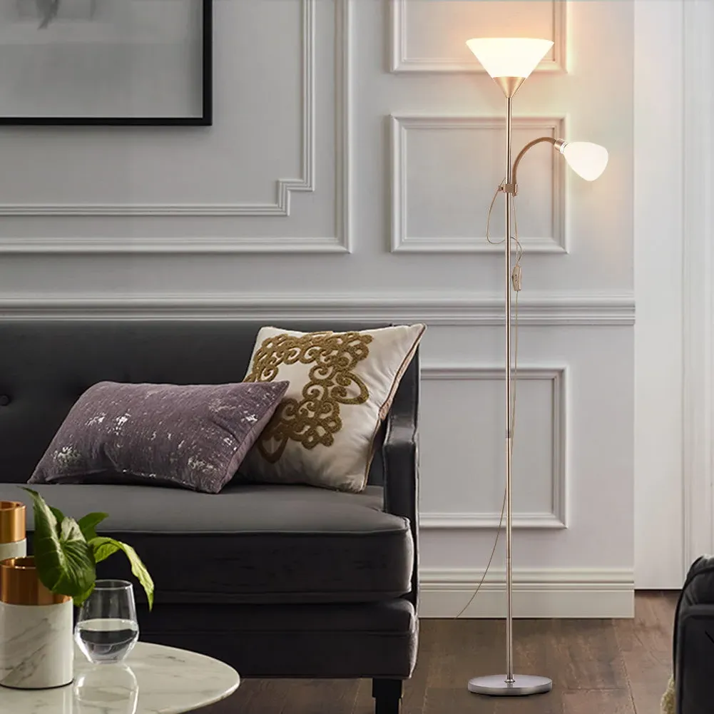 Torchiere Double Head Floor Lamp with Adjustable Gooseneck - Metal, Acrylic product