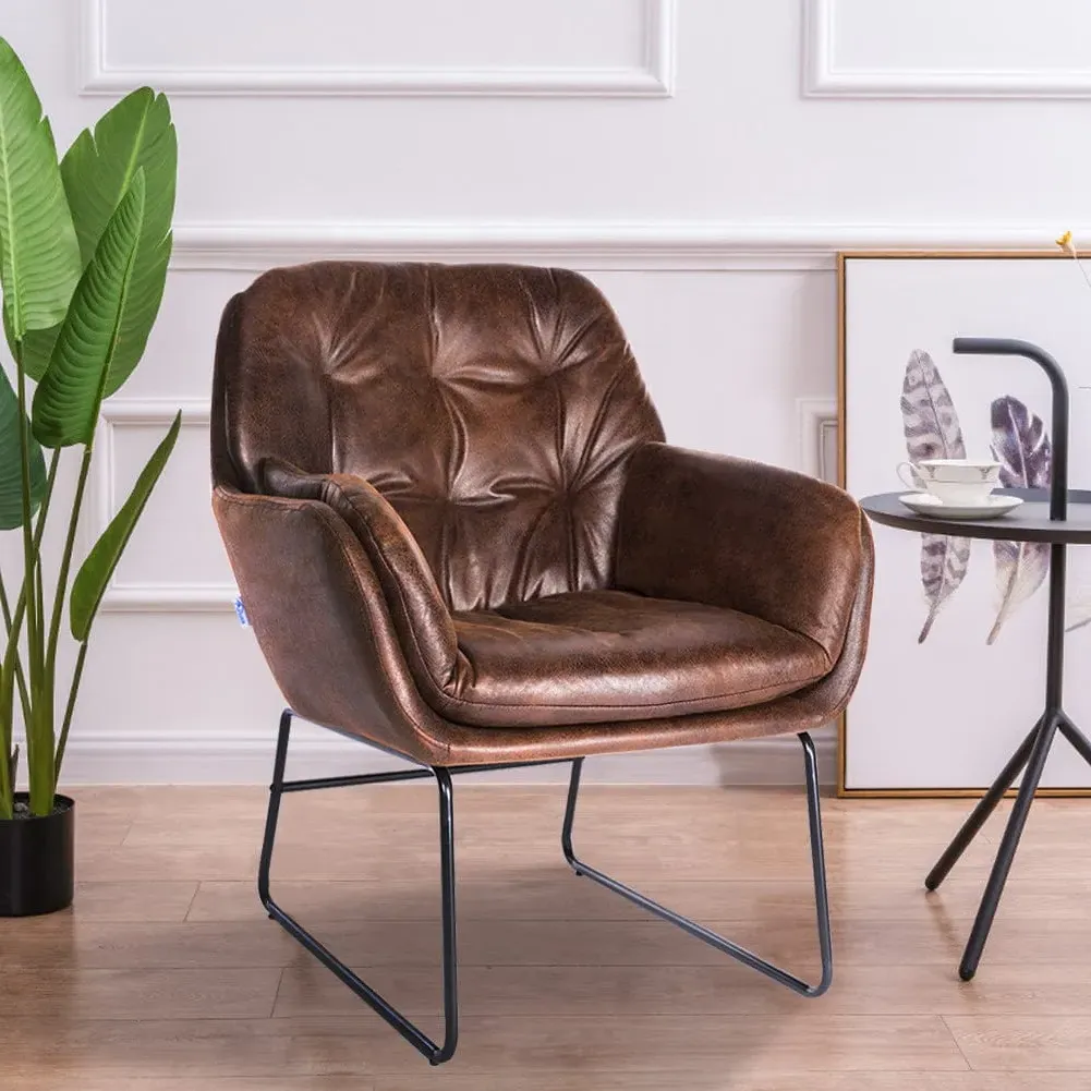 Tufted Armchair with Metal Legs