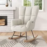 Tufted Rocking Chair - White, Sherpa