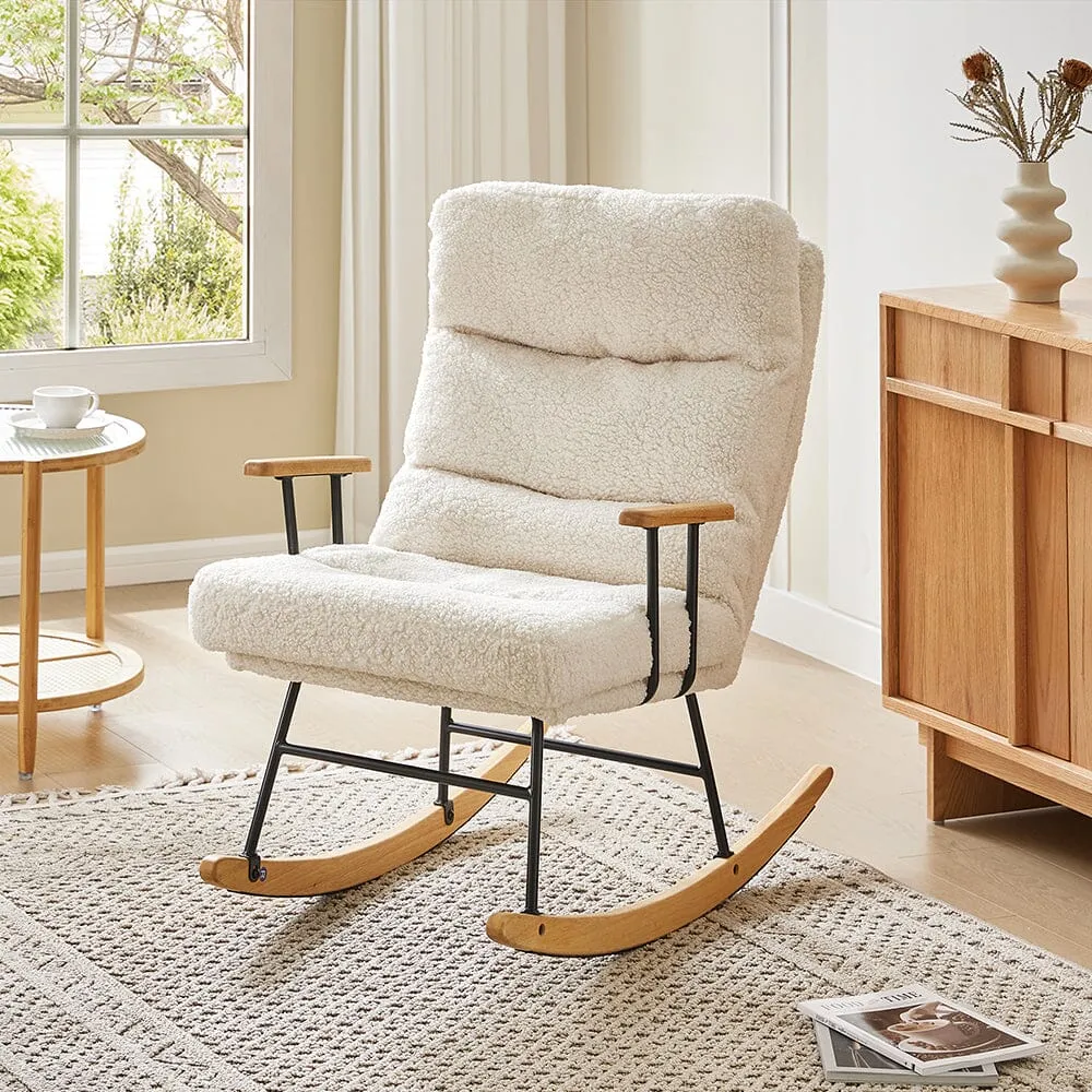 Tufted Rocking Chair - White, Sherpa
