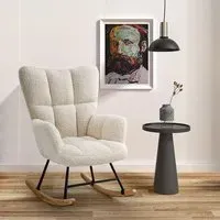 Tufted Rocking Chair - White, Sherpa