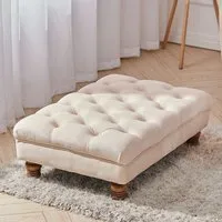 Tufted Upholstered Bench with Piped Edging - Grey, Velvet alternate view