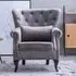 Tufted Wingback Chair with Pillow - Grey, Velvet