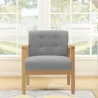 Upholstered Armchair - Linen, Rubberwood