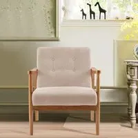 Upholstered Armchair - Linen, Rubberwood