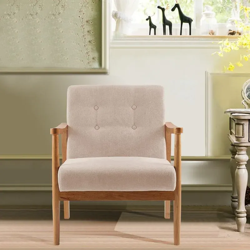 Upholstered Armchair - Linen, Rubberwood image