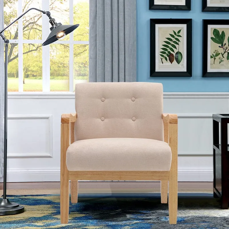 Upholstered Armchair - Linen, Rubberwood