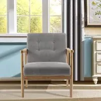 Upholstered Armchair - Linen, Rubberwood
