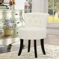 Upholstered Buttoned Dressing Table Stool - Velvet