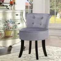 Upholstered Buttoned Dressing Table Stool - Velvet