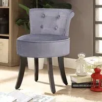Upholstered Buttoned Dressing Table Stool - Velvet