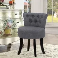 Upholstered Buttoned Dressing Table Stool - Velvet