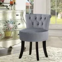 Upholstered Buttoned Dressing Table Stool - Velvet