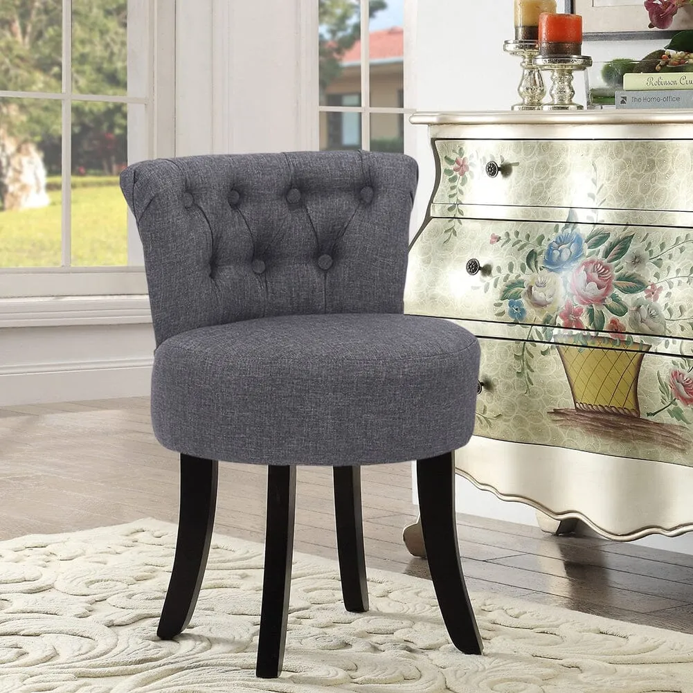 Upholstered Buttoned Dressing Table Stool - Velvet