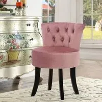Upholstered Buttoned Dressing Table Stool - Velvet