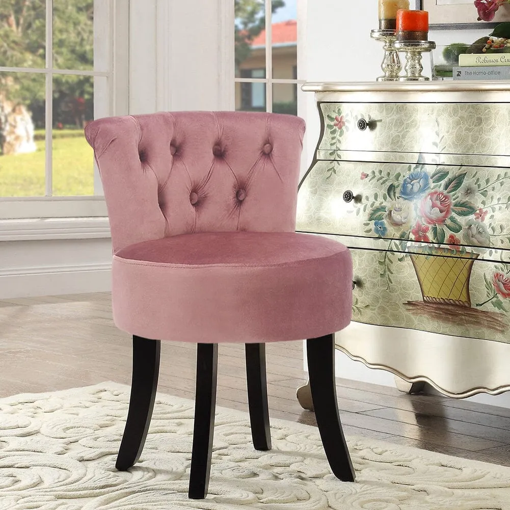 Upholstered Buttoned Dressing Table Stool - Velvet