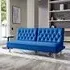 Upholstered Convertible Sofa Bed with Wood Legs - Blue