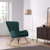 Upholstered Rocking Chair - Green, Faux Wool alternate view