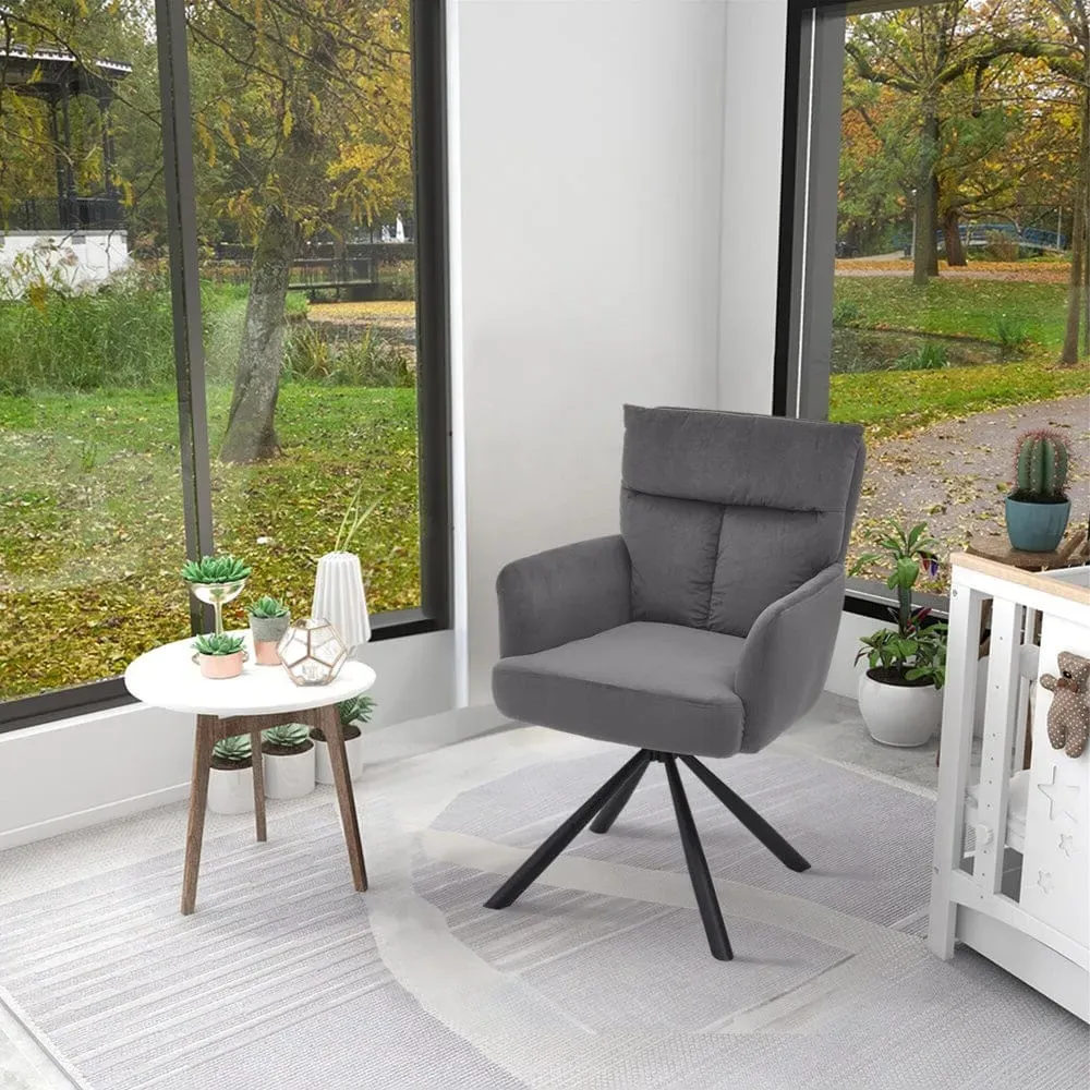 Upholstered Swivel Armchair - Frosted Velvet