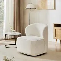 Upholstered Swivel Chair - White, Sherpa