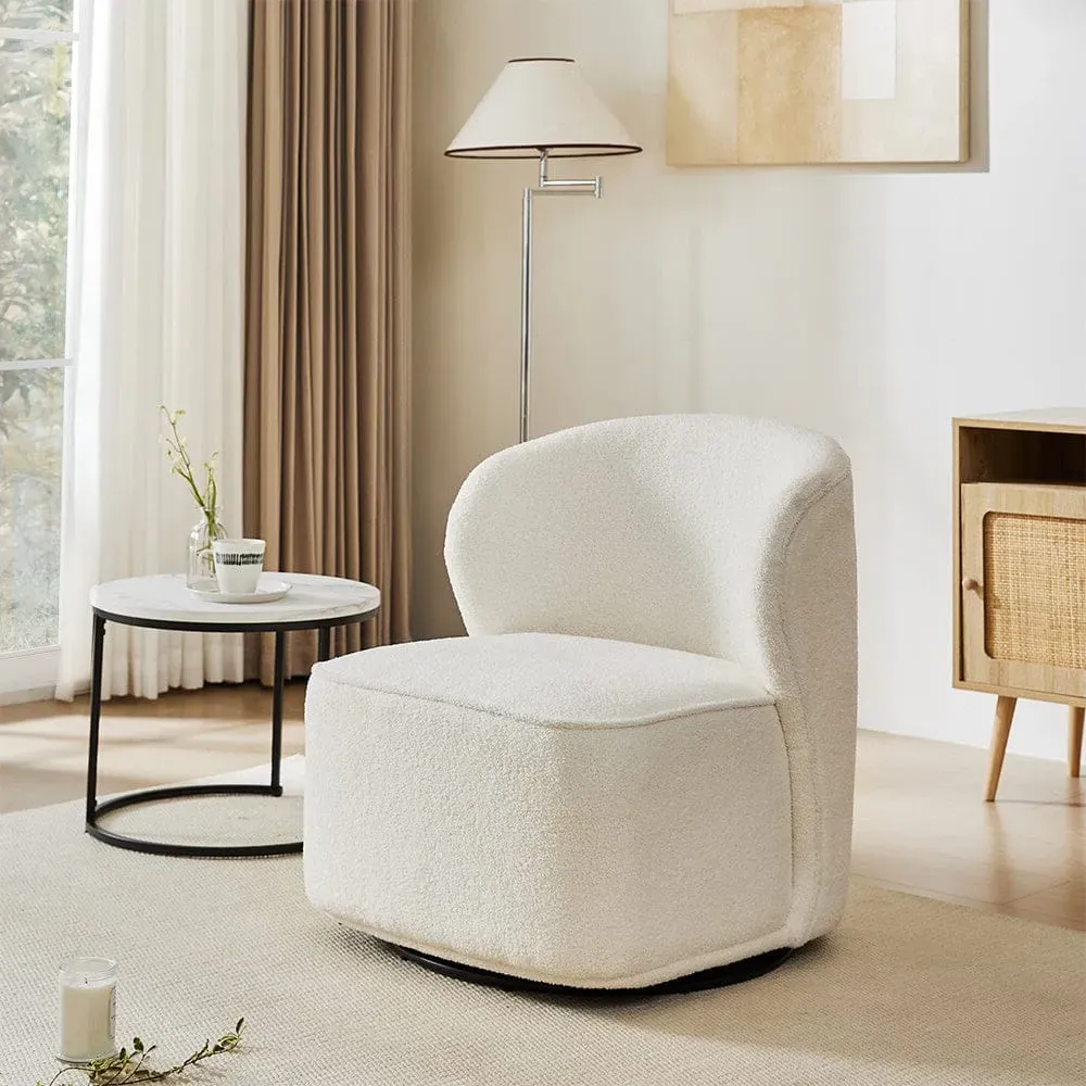Upholstered Swivel Chair - White, Sherpa image