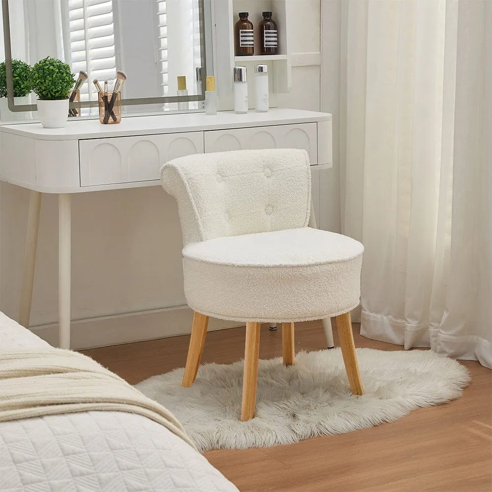 Vanity Stool with Button-Tufted High Backrest - Teddy Fabric product