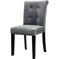 Velvet Dining Chair Button-Tufted - Light Grey alternate view