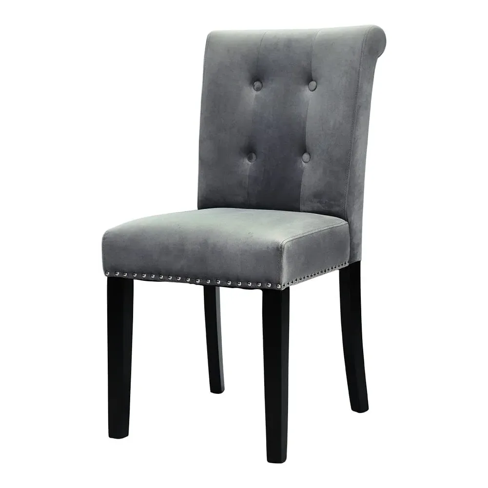 Velvet Dining Chair Button-Tufted - Light Grey product