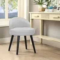 Velvet Dressing Table Stool - Grey, Rubber Wood