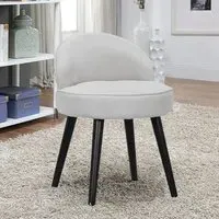 Velvet Dressing Table Stool - Grey, Rubber Wood