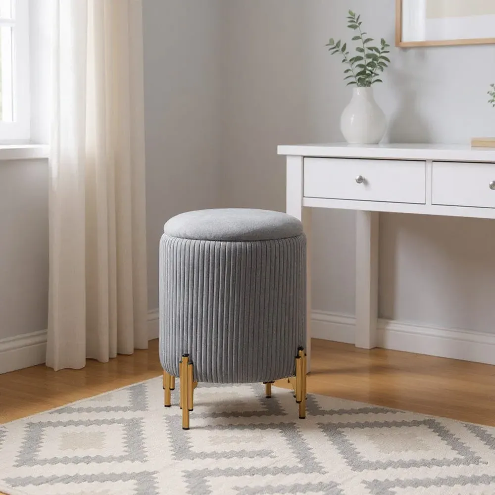 Velvet Storage Ottoman with Removable Tray Lid - Gold Metal Legs product