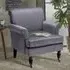 Velvet Upholstered Armchair with Casters - Beige