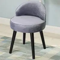 Velvet Vanity Stool with Curved Backrest - Black alternate view