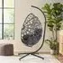 Wicker Rattan Swing Basket Chair with Stand - Black