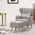 Wing Back Armchair and Ottoman Set - Linen