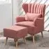 Wing Back Armchair and Ottoman Set - Linen