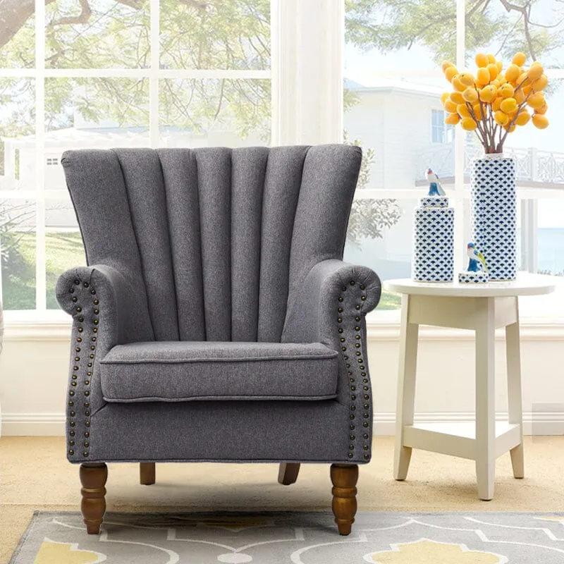 Wing Back Armchair - Grey, Linen product