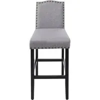 ZH1537 Bar Stool with High Backrest - Grey, Linen alternate view