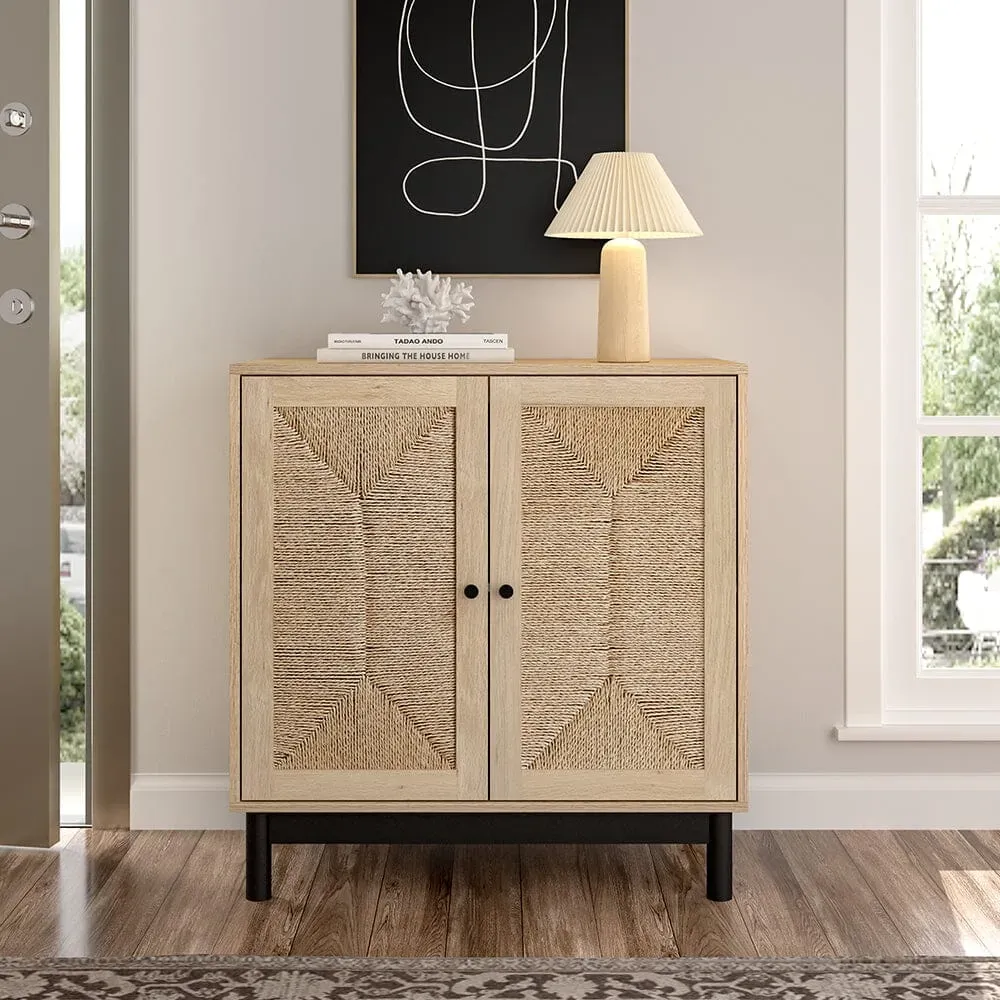 2ft-rustic-wooden-sideboard-with-woven-doors image