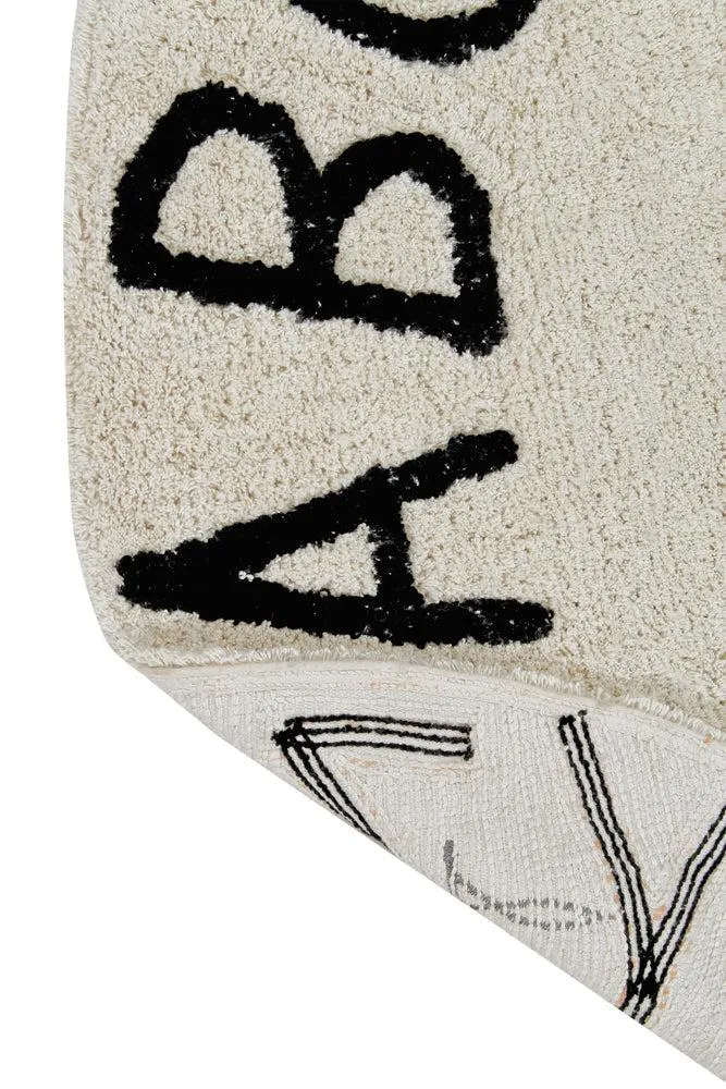 Abc Natural Round Washable Rug - Black