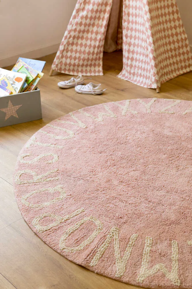 Abc Natural Vintage Round Washable Rug - Nude