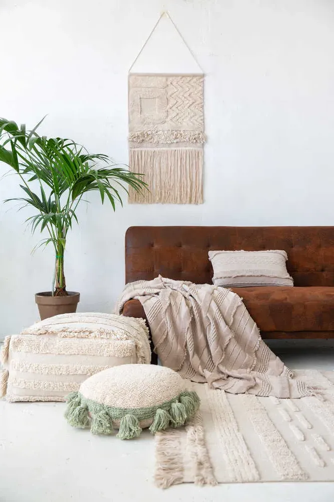 Air Natural Round Pouf - Natural