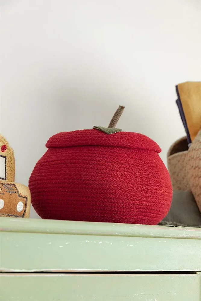 Basket Apple Storage Basket - Red, Cotton