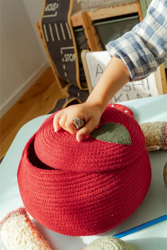 Basket Apple Storage Basket - Red, Cotton