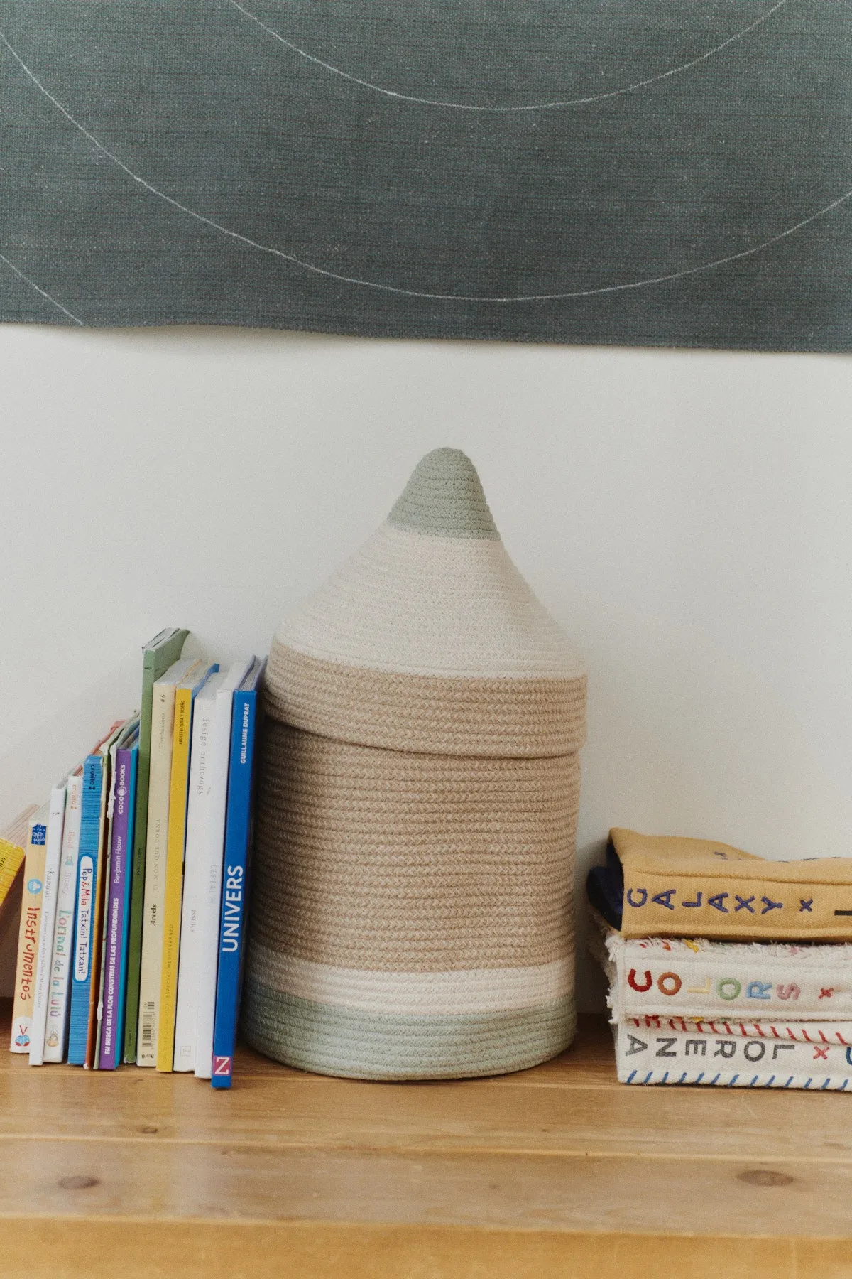 Basket Pencil Storage Basket with Lid - Blue Sage