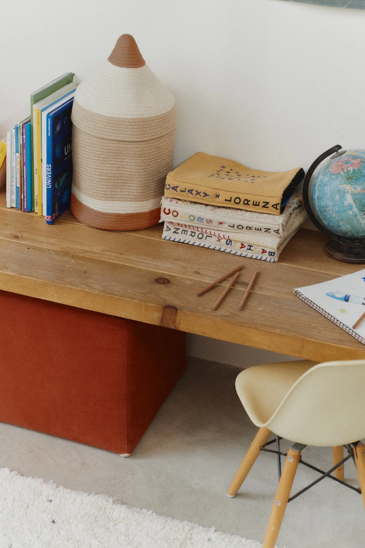 Basket Pencil Storage Basket with Lid - Toffee
