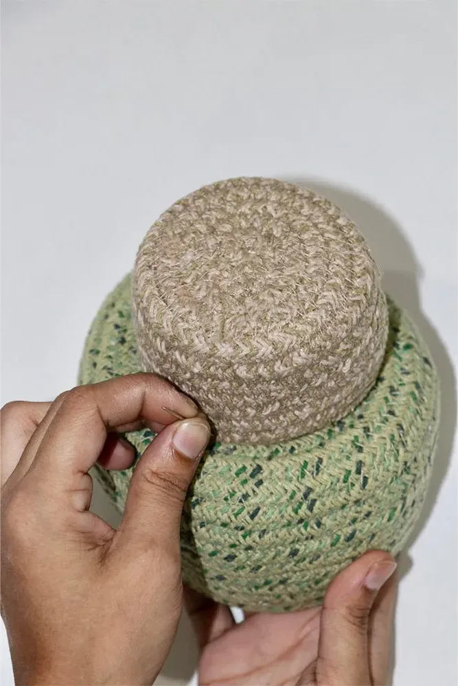 Big Tree Basket 10" x 1'2" - Green Blue, Cotton