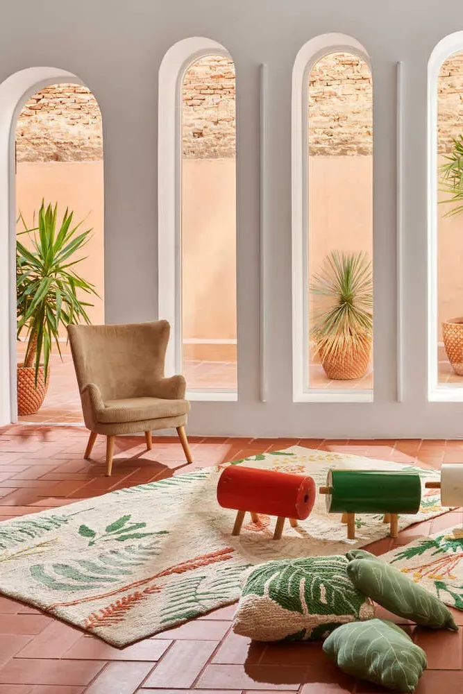 Botanic Plants Area Rug - Multi-Color