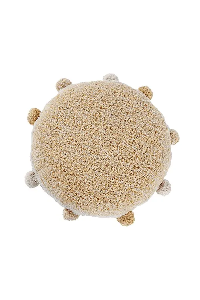 Bubbly Round Floor Cushion with Pompoms - Honey image